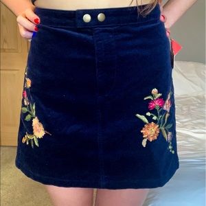 Blue velvet skirt